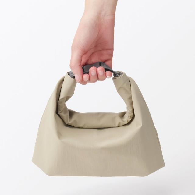 【MUJI 無印良品】捲收式高度可調整便當袋/大 約高30x寬30x底部寬度11cm(灰/米/煙燻藍)