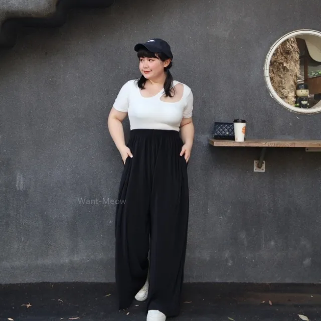 【Want-Meow】90公斤可/免穿內衣!不對襯短袖圓領素色bra T/braT恤(大尺碼/加大碼/bra T恤/bra T-Shirt)