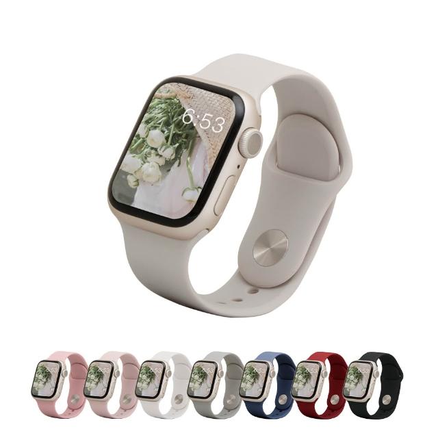 【General】Apple Watch 錶帶S10/9/8/7/6/5/4/3/2/1/SE系列/Ultra系列 簡約舒適防水矽膠壓扣錶帶(標準款)