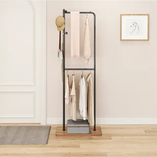 【慢慢家居】預計1/9前出貨 簡約造型雙層加高收納衣帽架 掛衣架 SGS低甲醛 收納衣架 吊衣架 玄關架