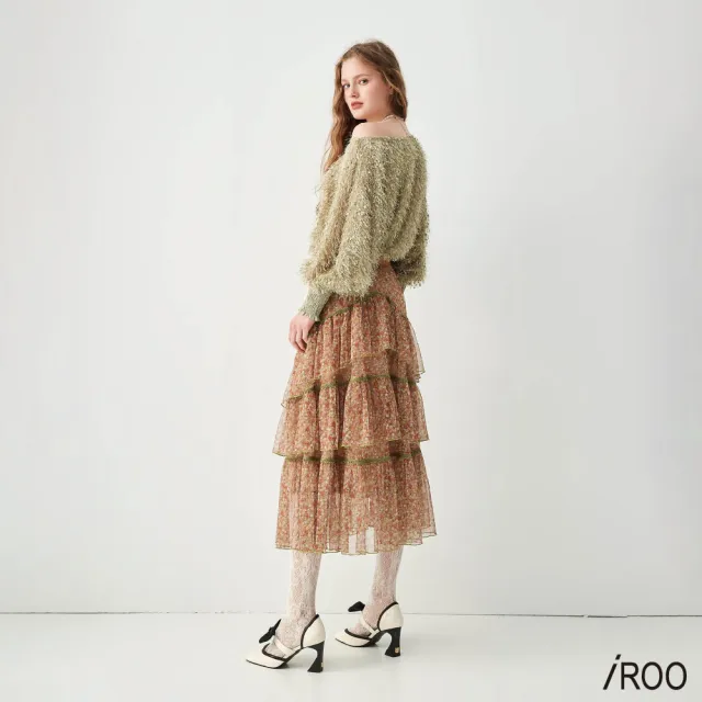 【iROO】百花印花網紗長裙