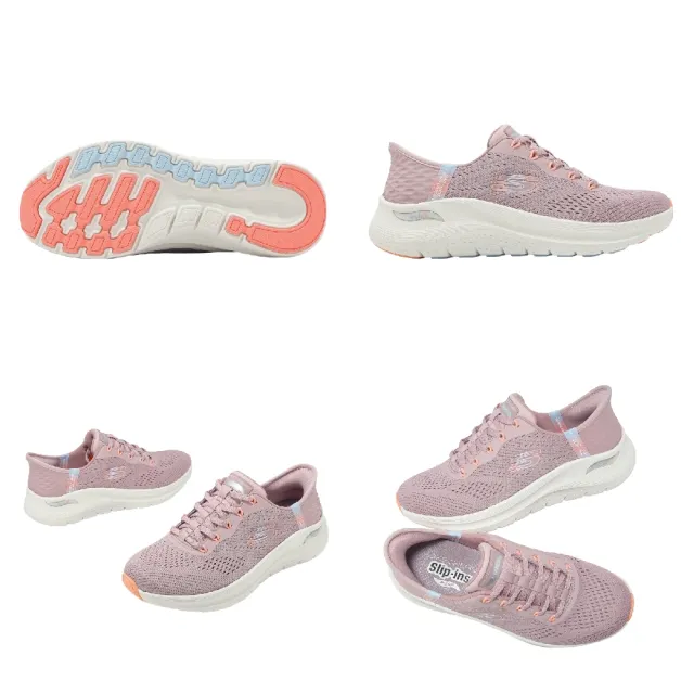 【SKECHERS】休閒鞋 Arch Fit 2.0 Slip-Ins 寬楦 女鞋 粉紅 白 回彈 避震 健走鞋(150066-WMVMT)