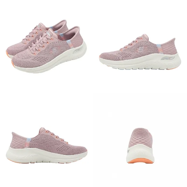 【SKECHERS】休閒鞋 Arch Fit 2.0 Slip-Ins 寬楦 女鞋 粉紅 白 回彈 避震 健走鞋(150066-WMVMT)