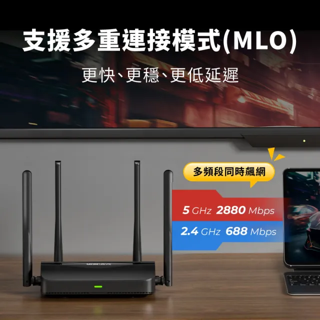 【Mercusys 水星】Wi-Fi 7 雙頻 BE3600 無線網路 WiFi 路由器 分享器 MOD/VPN/EasyMesh(MR25BE)