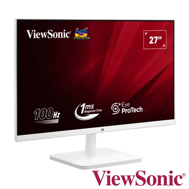 2入組★【ViewSonic 優派】VA2732-H-W-2 27型 IPS FHD 100Hz 商用護眼窄邊框白色螢幕(護眼技術/1ms)