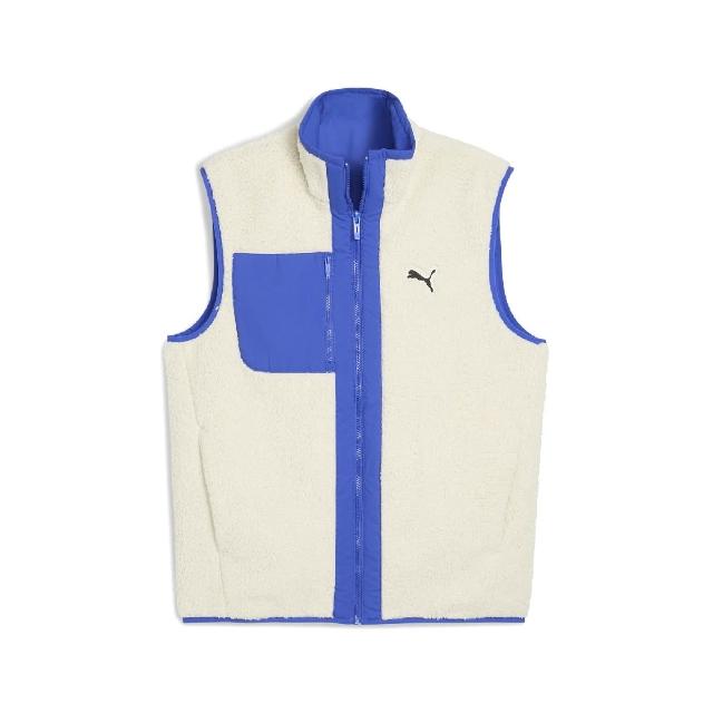 【PUMA】雙面背心 Reversible Hybrid Sherpa 米白 藍 保暖 立領 搖粒絨 歐規(688372-87)