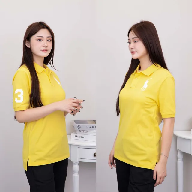 【RALPH LAUREN】ralph lauren polo 大馬 青年版 polo衫 馬球衫 拉夫勞倫 上衣 短袖(5660藍H%3黃BJ3)