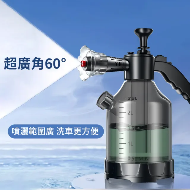 【wellane】手動氣壓式洗車泡沫噴壺 三合一加厚防爆洗車噴壺 側開口洗車泡沫罐 3L(汽車清潔)