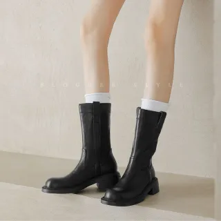 【WYPEX】現貨+預購 簡約百搭真皮短靴女鞋女靴中筒靴(2色)