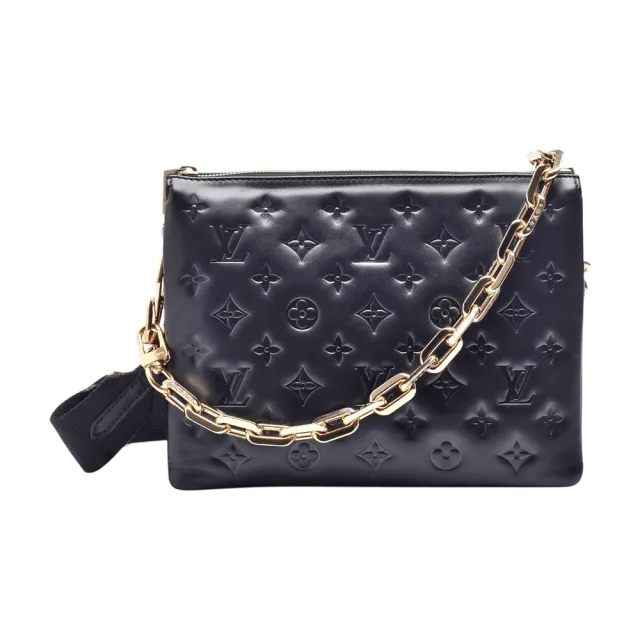 【Louis Vuitton 路易威登】M21260經典Coussin PM系列Monogram壓花圖案小羊皮肩背/斜背包(黑色)