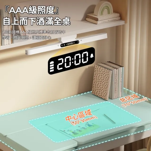 【Mass】護眼充電檯燈 鬧鐘顯示 電量顯示 酷炫燈 學生學習閱讀燈 宿舍床頭燈