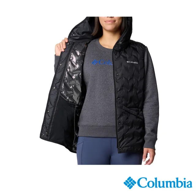 【Columbia 哥倫比亞】女款-保暖防潑羽絨連帽背心-Delta Ridge™-黑色(UWR87160BK/JF)