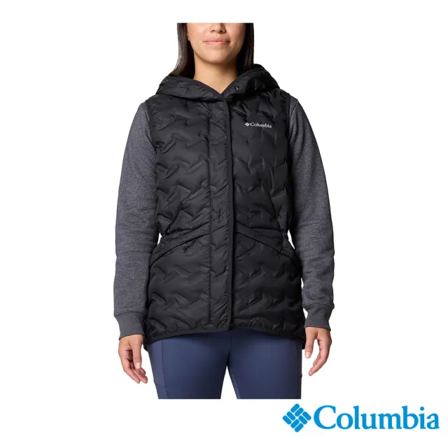 【Columbia 哥倫比亞】女款-保暖防潑羽絨連帽背心-Delta Ridge™-黑色(UWR87160BK/JF)