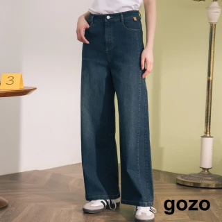 【gozo】MOMO獨家款★限量開賣 好比例顯瘦剪接直筒牛仔褲(兩色)