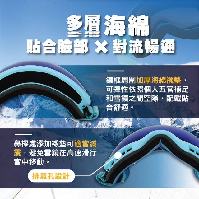 【TAS 極限運動】兒童 球面雙層滑雪鏡 可戴眼鏡(雪鏡 滑雪護目鏡 護目鏡 玩雪 賞雪 兒童 滑雪鏡 護目鏡)