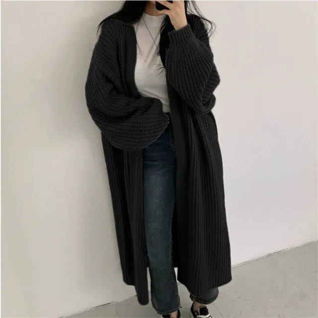 【D.studio】韓版寬鬆長版外套(毛衣針織上衣冬天女裝衣服保暖外套 保暖上衣冬天外套長袖上衣大衣J291)