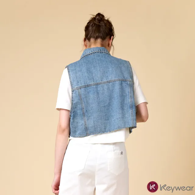 【KeyWear 奇威名品】美式復古牛仔無袖背心