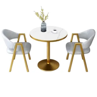 【木洸】辦公接待洽談一桌兩椅60cm(餐桌椅 茶几桌椅組 洽談桌 休閑茶桌 休閒桌椅 咖啡桌椅 小圓桌)