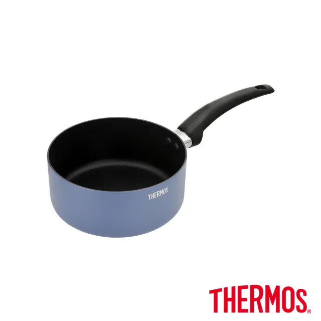 【THERMOS 膳魔師】獨家2入_迷霧星空不沾鍋單柄湯鍋18cm+含蓋炒鍋28cm(TJP)