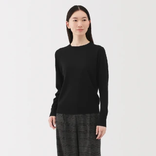 【MUJI 無印良品】女羊毛可水洗高密織圓領針織衫(深灰/黑色/粉米/淺粉/深橘/黃色/煙燻藍/深棕)