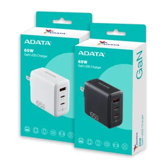 【ADATA 威剛】G653 2C/1A 65W GaN氮化鎵 三孔 PD快充充電器(支援筆電/平板/手機同步充電)