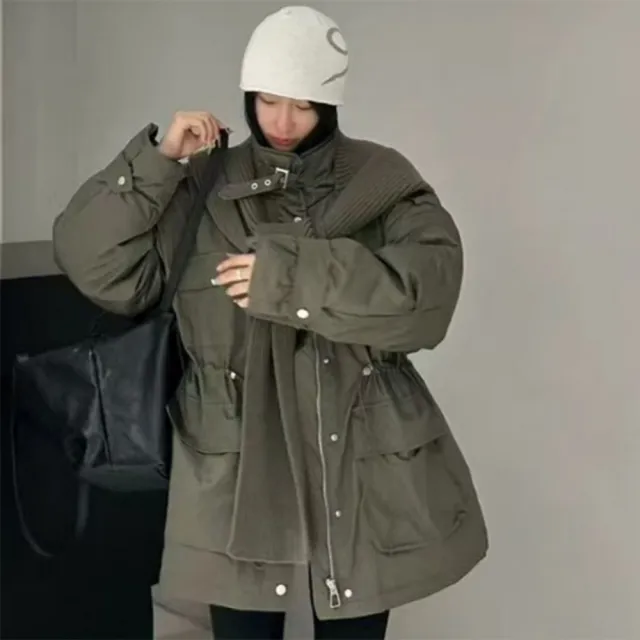 【巴黎精品】頂級真羽絨外套90%鵝絨羽絨衣秋冬外套上衣大碼休閒女裝(針織圍巾帽長款6色n1lr32)