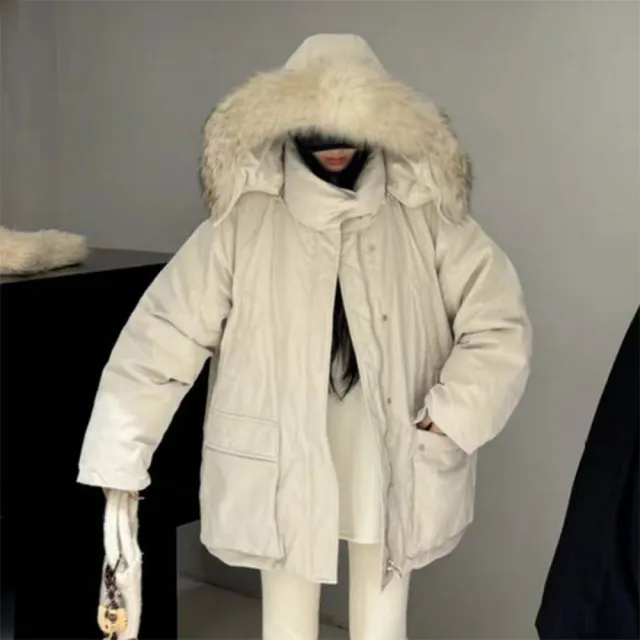 【巴黎精品】頂級真羽絨外套90%鴨絨羽絨衣秋冬外套上衣大碼休閒女裝(連帽毛領中長款5色n1lr55)