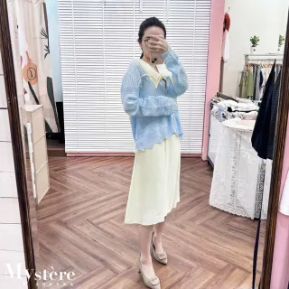 【my stere 我的時尚秘境】雙11 鏤空菱格開襟針織外套 四色可選(粗針織上衣 貝殼裝飾 設計針織