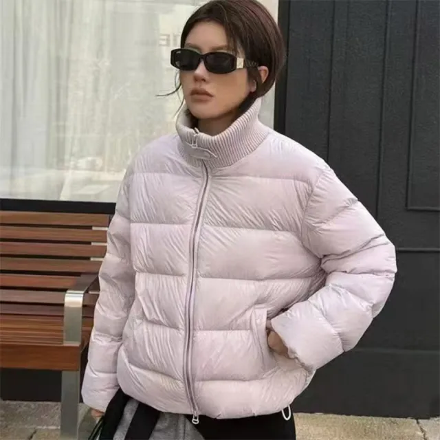 【巴黎精品】頂級真羽絨外套90%鴨絨羽絨衣秋冬外套保暖上衣大碼休閒女裝(立領泡芙短款5色n1lr71)
