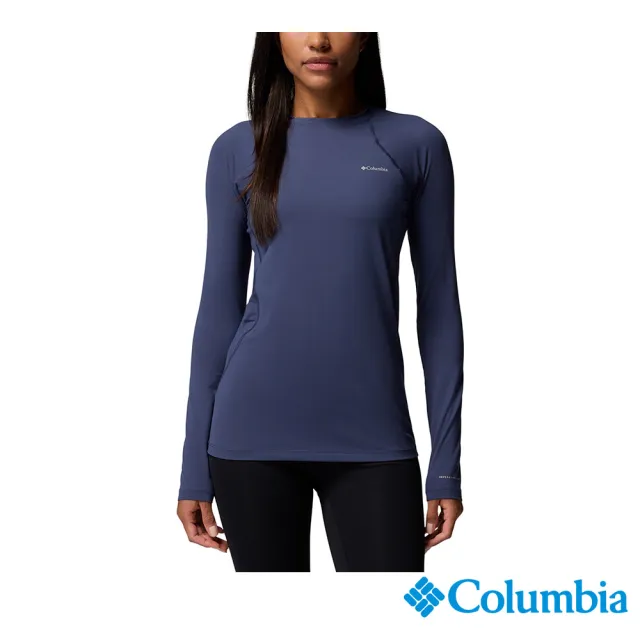 【Columbia 哥倫比亞】女款-保暖快排內著長袖上衣-夜幕藍(UAL67630JG/JF)