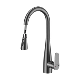 【淨立衛浴】水槽龍頭 廚房龍頭 無鉛龍頭 檯面伸縮龍頭 冷熱混合水龍頭(萬向旋轉+三擋抽拉+加厚銅體)