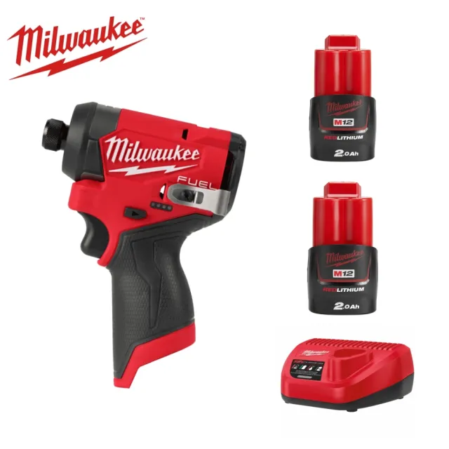 【Milwaukee 美沃奇】M12FID2 鋰電 無刷 起子機(M12 FID2主機+雙2.0電池+充電器)
