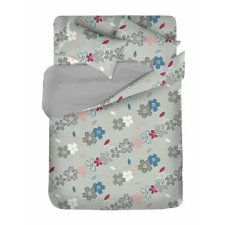 【LAMINA】混紡雙人被套-水彩花灰