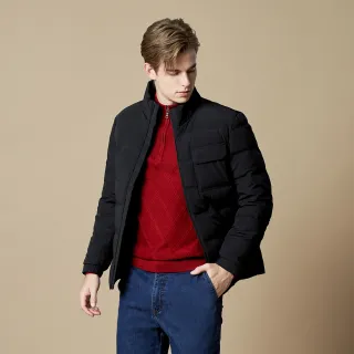 【pierre cardin 皮爾卡登】休閒服飾 男款 都會休閒立領羽絨夾克外套-黑色(5245772-99)