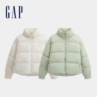 【GAP】女裝 Logo印花短版立領羽絨外套-多色任選(793715)