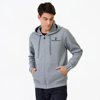 【Munsingwear】企鵝牌 網路獨家 男款灰色刺繡連帽休閒外套 MGWL6607