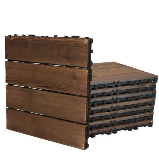 【JU JIA JIA 居家家】30*30CM戶外DIY拼接防腐木地板-11片裝(自鋪地板 地鋪)