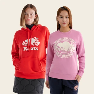 【Roots】男女款-精選Roots 海狸LOGO大學T或帽T(多款可選)