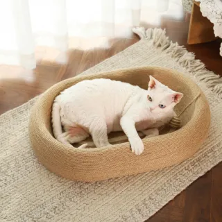 【喵仙兒】肉桂棕深凹劍麻貓睡窩(貓抓板 貓玩具 貓咪用品)