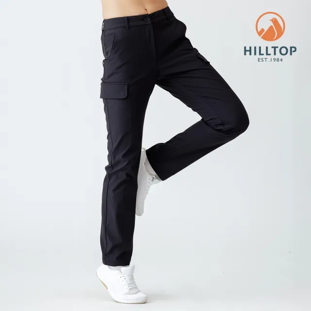 【Hilltop 山頂鳥】超潑水施華洛世奇水鑽撞釘保暖彈性長褲 女款 黑|PH31XFQ9ECA0