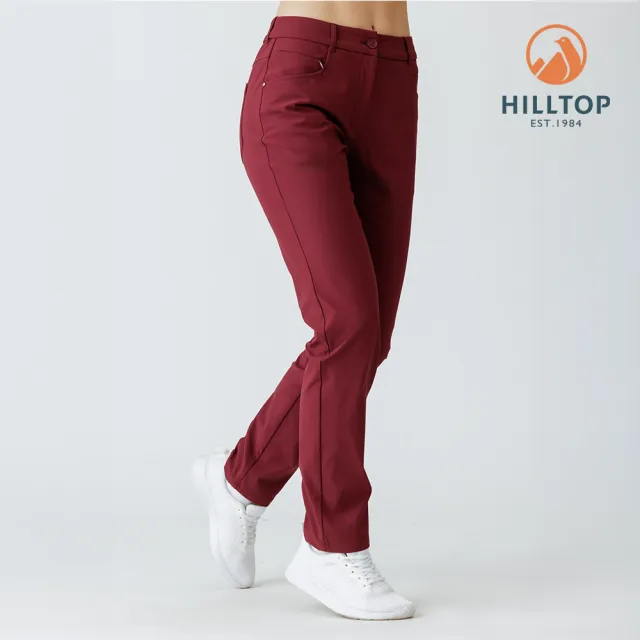 【Hilltop 山頂鳥】超潑水施華洛世奇水鑽撞釘保暖彈性長褲 女款 酒紅|PH31XFR1ECH0