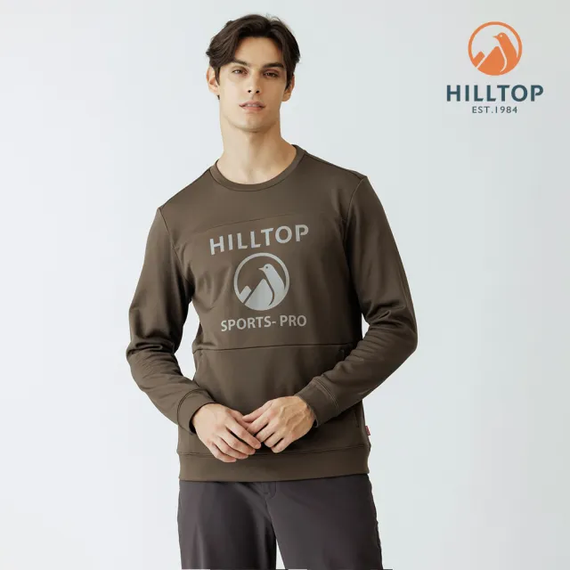 【Hilltop 山頂鳥】POLYGIENE抗菌石墨烯吸濕快乾保暖印花刷毛上衣 男款 墨綠｜PH51XMN0ECC0