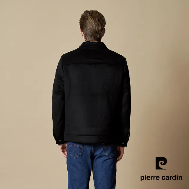 【pierre cardin 皮爾卡登】休閒服飾 男款 羊毛混紡翻領羽絨外套-黑色(5245773-99)
