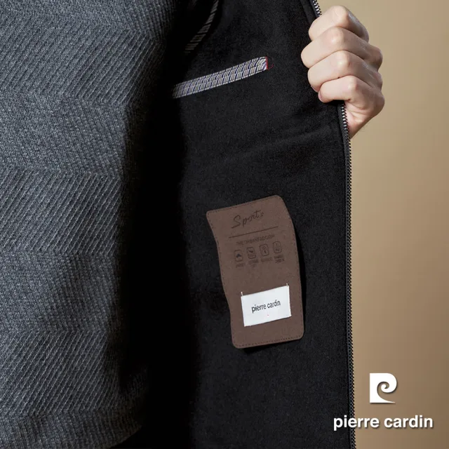 【pierre cardin 皮爾卡登】休閒服飾 男款 羊毛混紡翻領羽絨外套-黑色(5245773-99)
