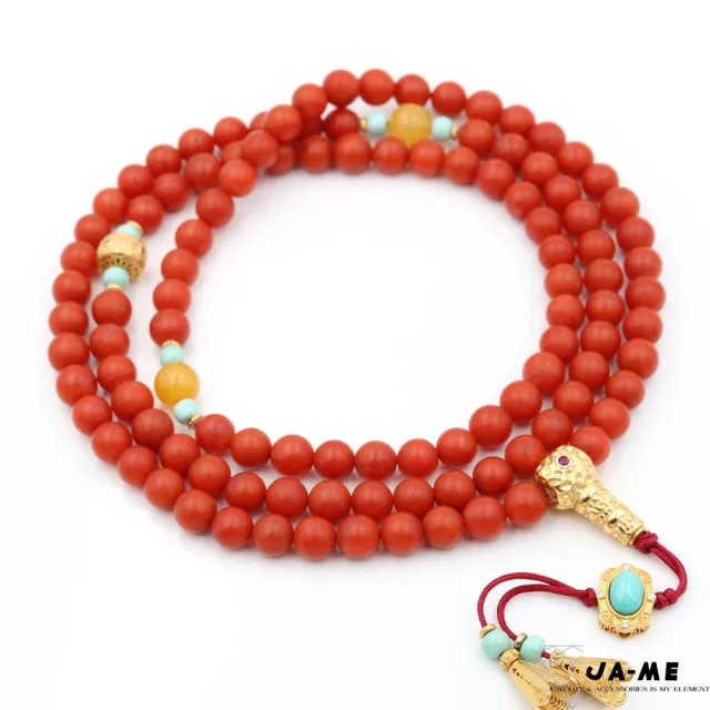 【JA-ME】天然保山南紅滿色滿肉925純銀108念珠