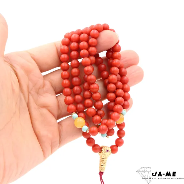 【JA-ME】天然保山南紅滿色滿肉925純銀108念珠