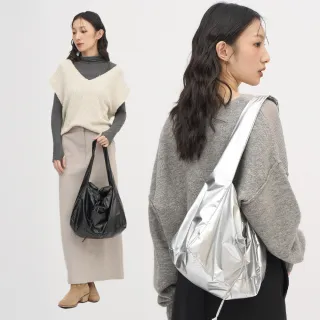 【plain-me】特惠★大容量SAAKO金屬光感束口托特包(肩背包 手提包 男女包 漆皮 亮面 SAA3009-241)