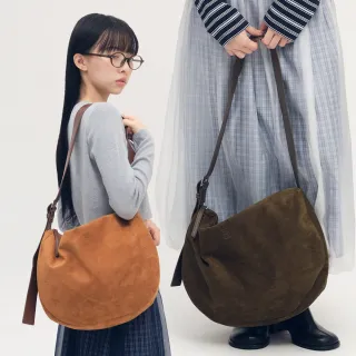 【plain-me】特惠★大容量麂皮SAAKO中型半月包 斜背包 側背包 SAA3017(寬背帶 肩背包 媽媽包 男女包)