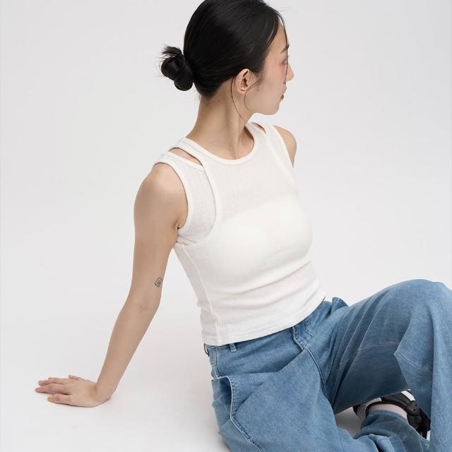 【plain-me】SAAKO 女裝 女短袖 休閒上衣 無袖 女上衣 雙層坑條 出清品_SAA0026-242