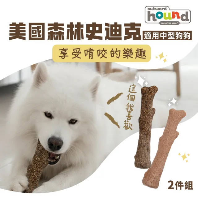 【outward hound】森林史迪克 寵物玩具 2件組 M 中型犬適用 原Petstages 潔牙 狗玩具